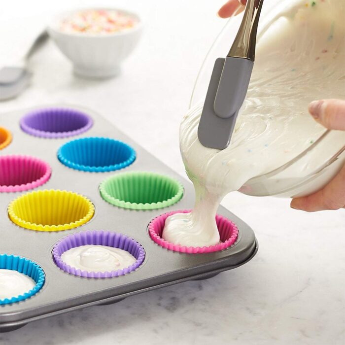 12pcs/Set Silicone Cake Mold Round Shaped Muffin Cupcake Baking Molds Kitchen Cooking Bakeware Maker DIY Cake Decorating Tools 2