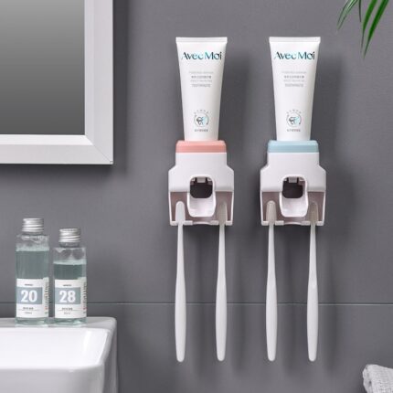 Wall Mount Toothpaste Dispenser and Small Toothbrush Holder 1